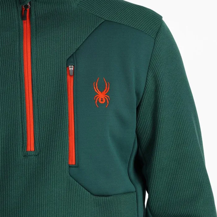 Mens Bandit Half Zip Cypress Green Spyder Fleece