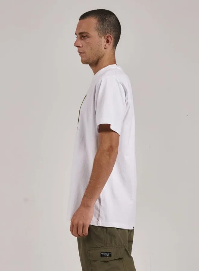 Mens Below Your Mind Merch Fit Tee White Thrills Tees and Tank Tops