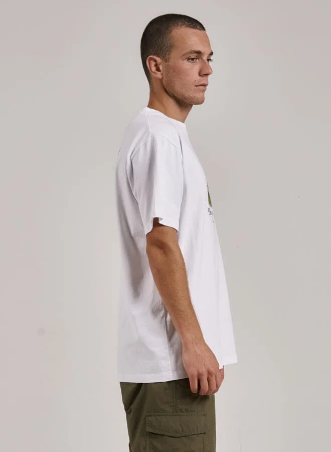 Mens Below Your Mind Merch Fit Tee White Thrills Tees and Tank Tops