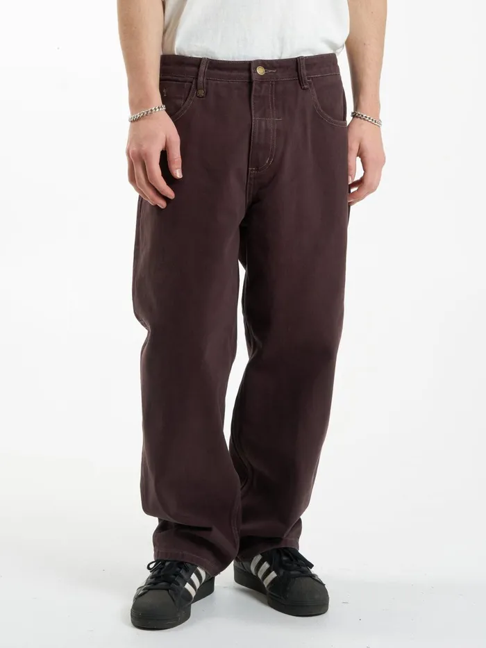 Mens Big Slacker Denim Jean Chocolate Plum Thrills Denim