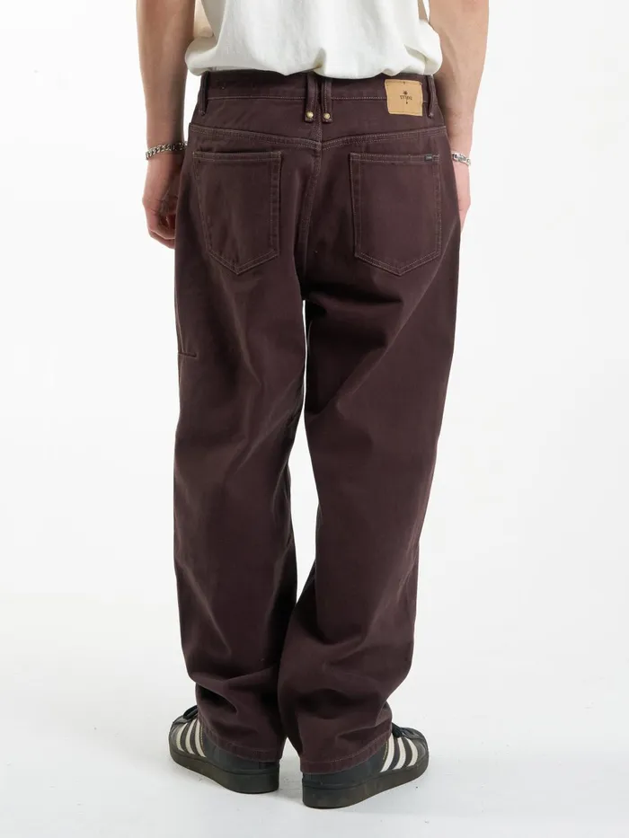 Mens Big Slacker Denim Jean Chocolate Plum Thrills Denim