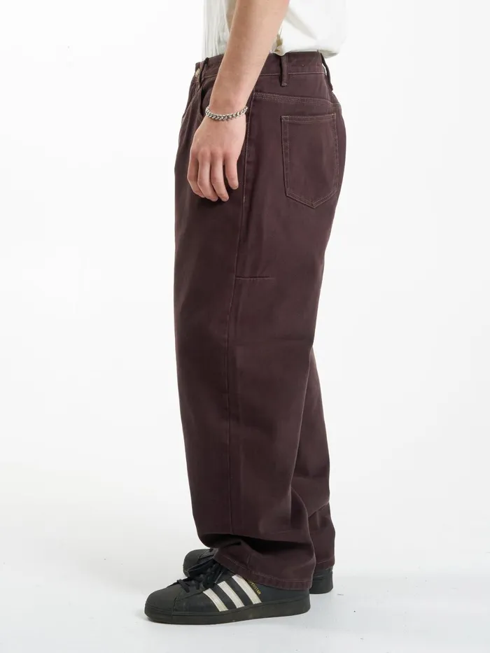 Mens Big Slacker Denim Jean Chocolate Plum Thrills Denim