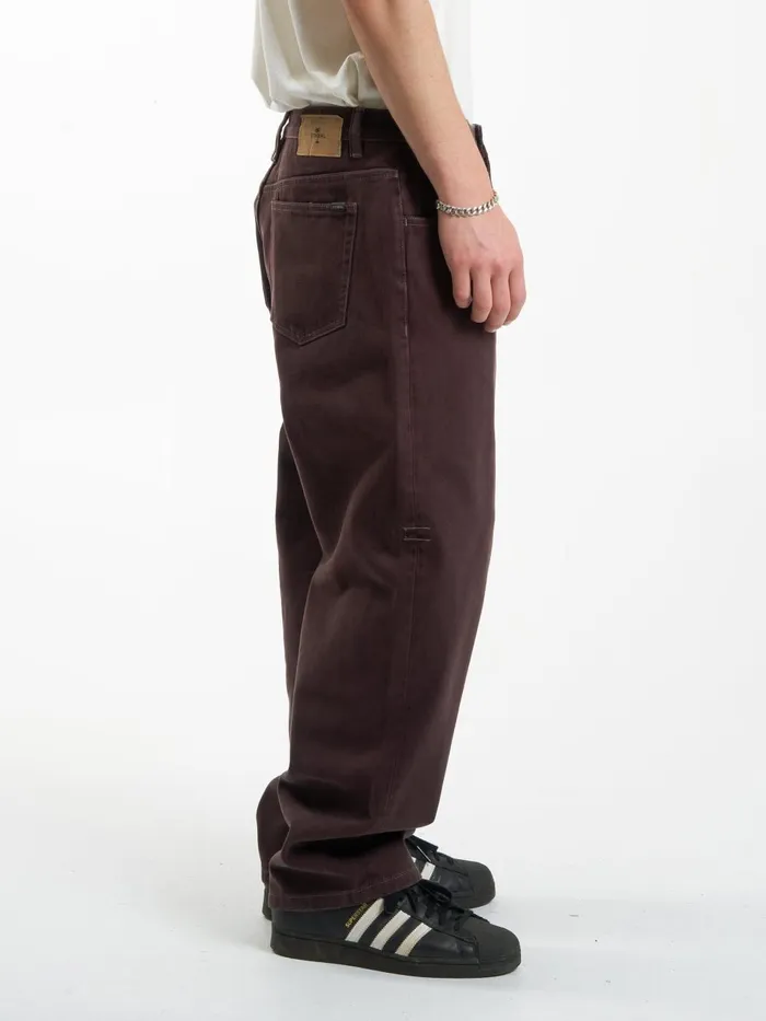 Mens Big Slacker Denim Jean Chocolate Plum Thrills Denim