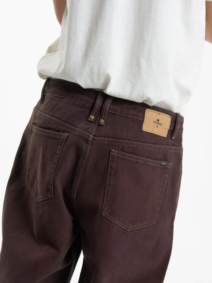 Mens Big Slacker Denim Jean Chocolate Plum Thrills Denim
