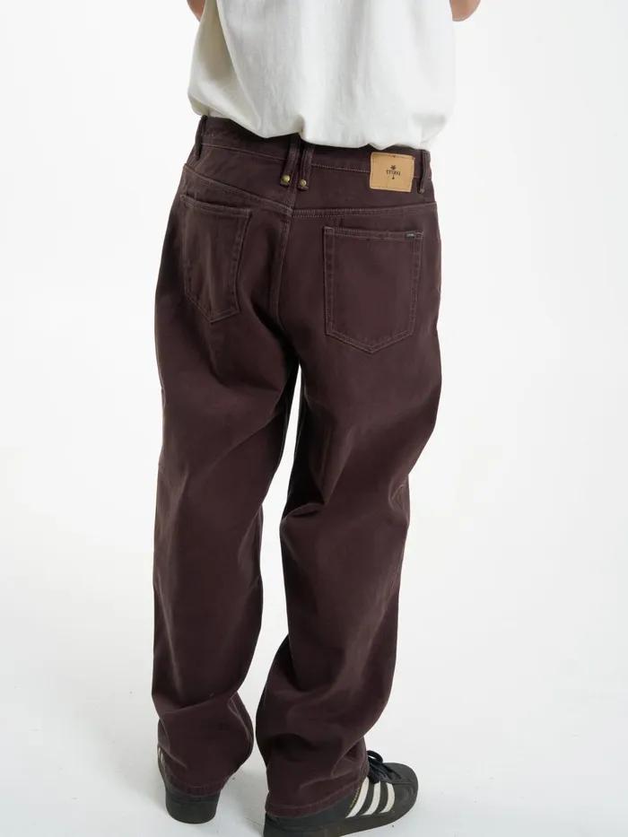 Mens Big Slacker Denim Jean Chocolate Plum Thrills Denim