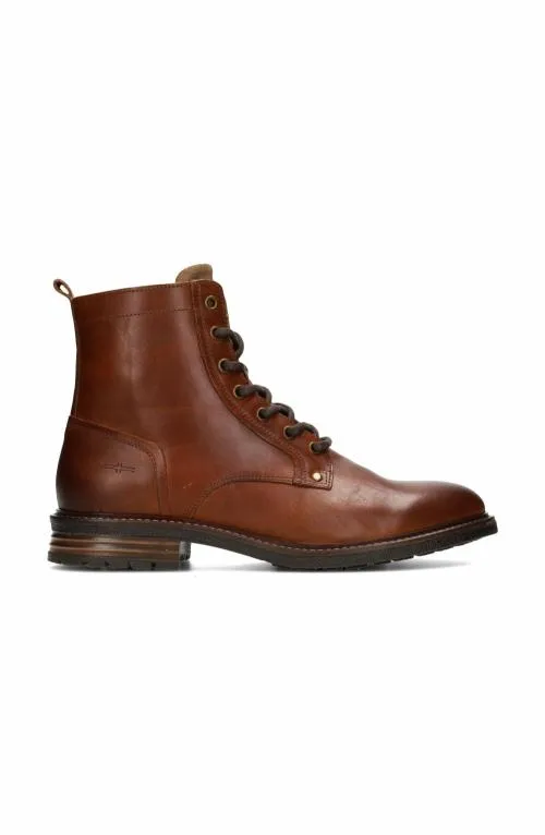 Mens Boots Liverpool Los Angeles Richard Burnished Leather Lace Up Boot Cognac