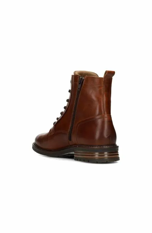 Mens Boots Liverpool Los Angeles Richard Burnished Leather Lace Up Boot Cognac