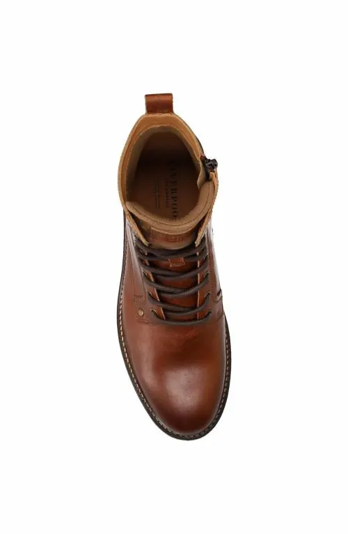 Mens Boots Liverpool Los Angeles Richard Burnished Leather Lace Up Boot Cognac