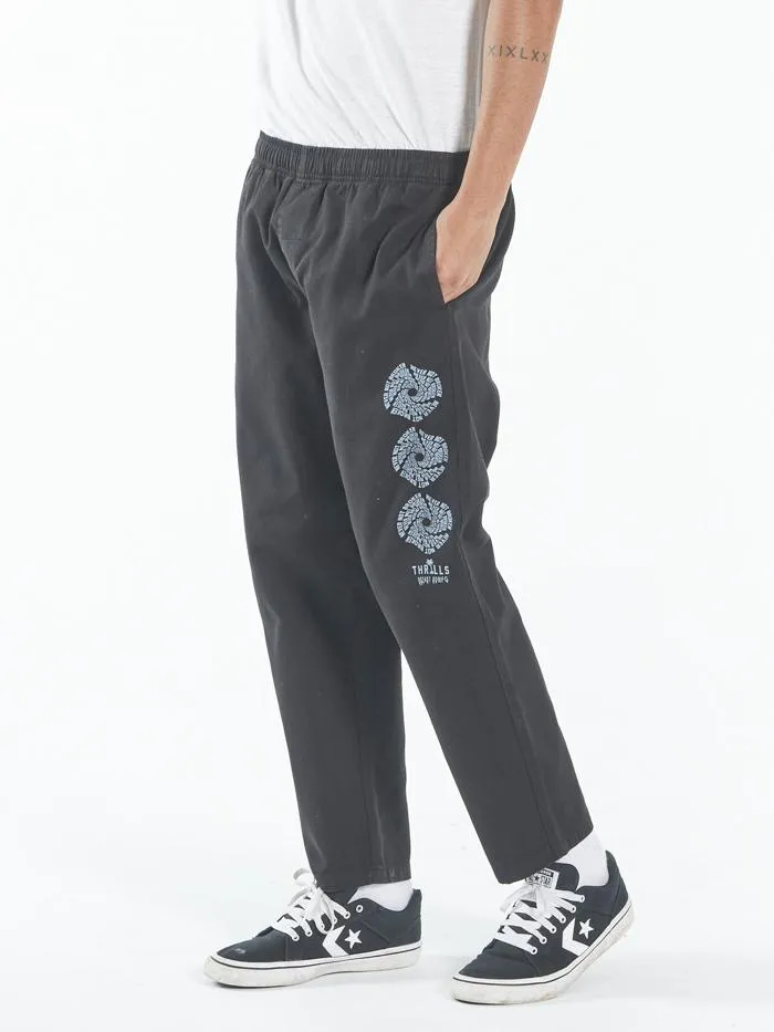 Mens Broken Distortion Chopped Elastic Surf Pant Black Thrills Pants