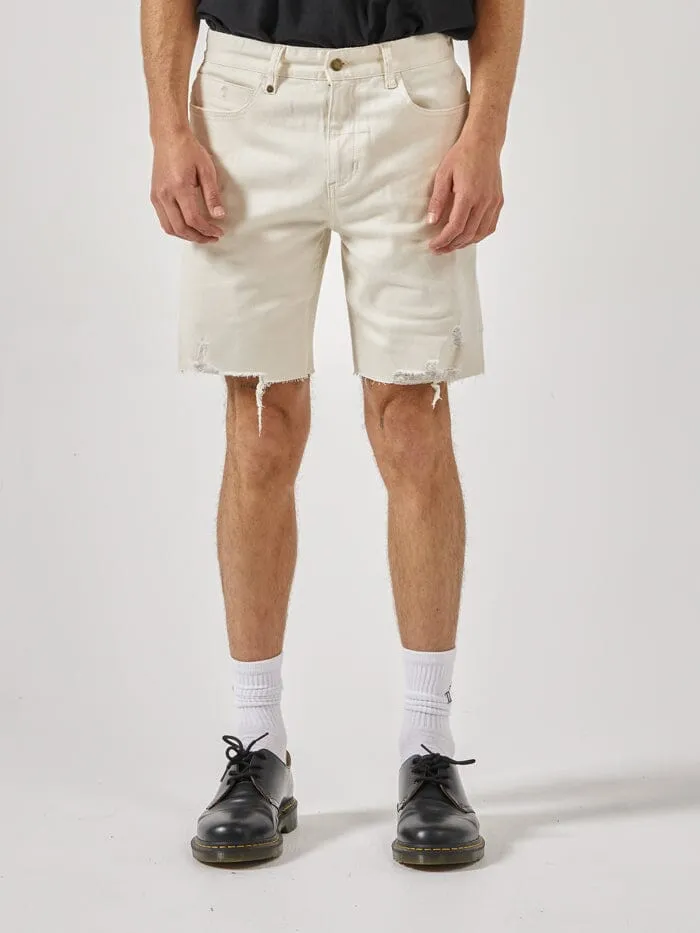 Mens Destroyed Bones Denim Short Heritage White Thrills Denim Shorts