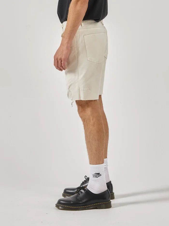 Mens Destroyed Bones Denim Short Heritage White Thrills Denim Shorts