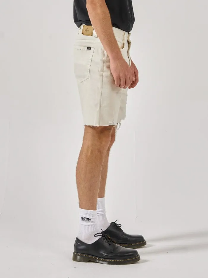 Mens Destroyed Bones Denim Short Heritage White Thrills Denim Shorts