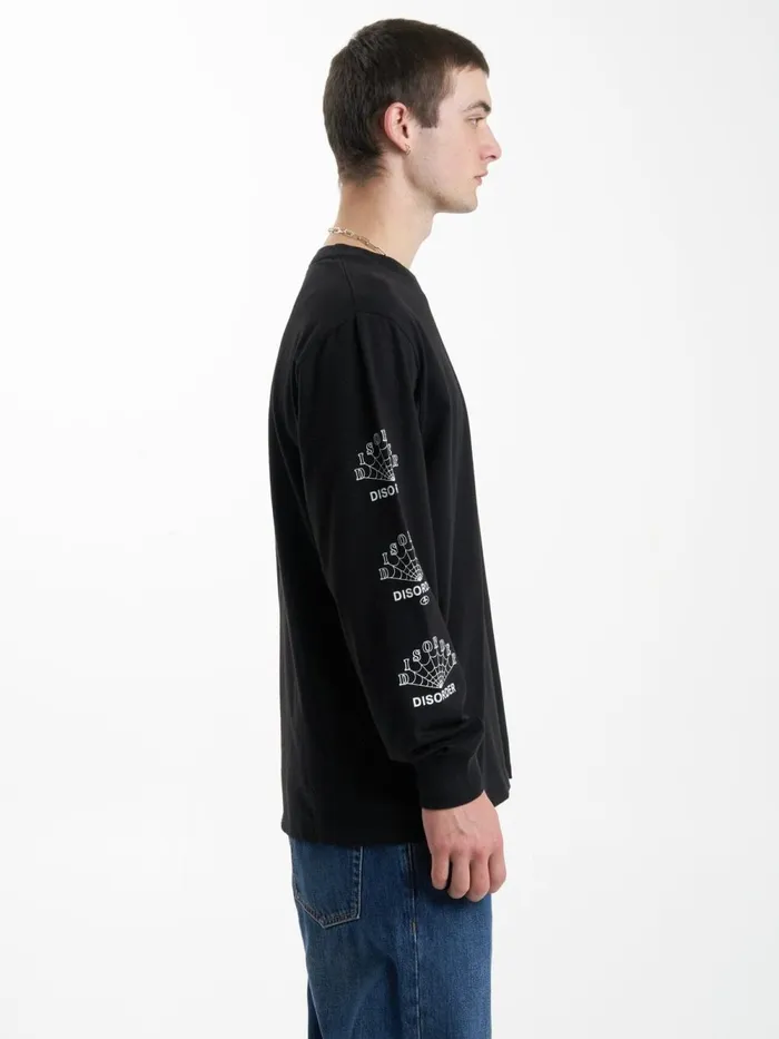 Mens Disorder Disorder Merch Fit Long Sleeve Tee Black Thrills Tees and Tank Tops