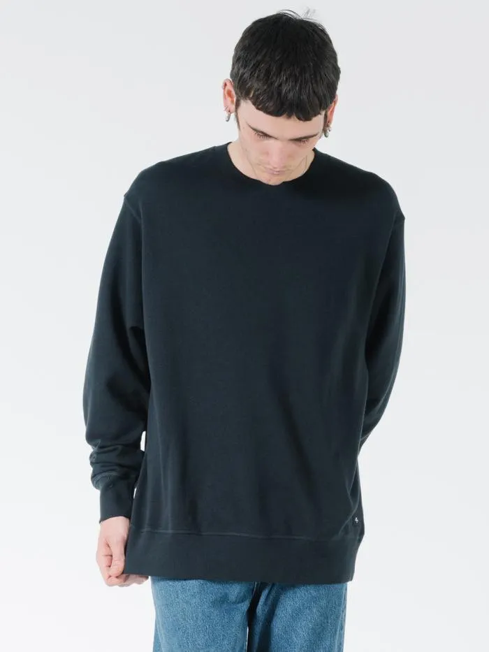 Mens Endless Slouch Fit Crew Black Thrills Sweaters and Fleece
