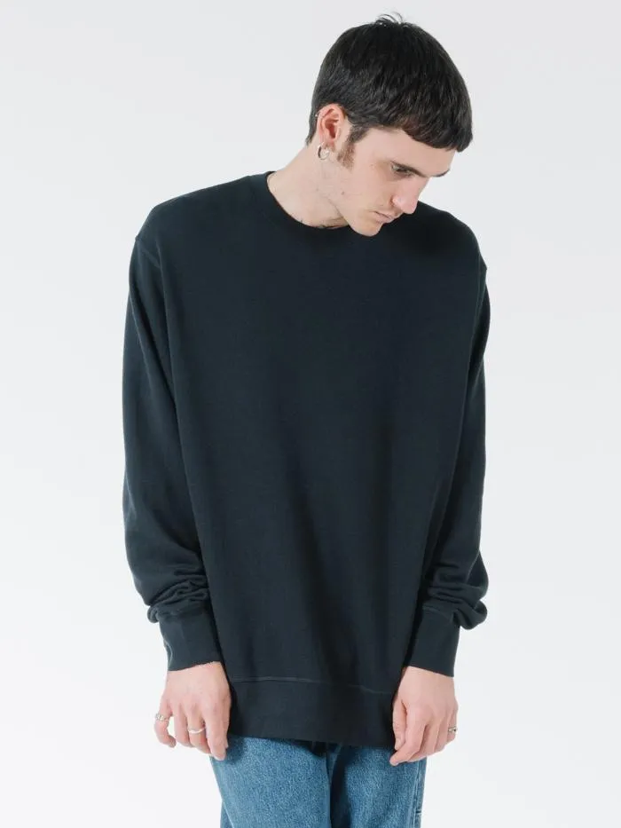 Mens Endless Slouch Fit Crew Black Thrills Sweaters and Fleece