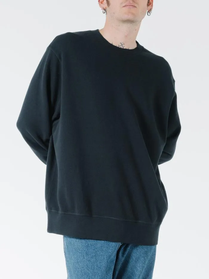 Mens Endless Slouch Fit Crew Black Thrills Sweaters and Fleece