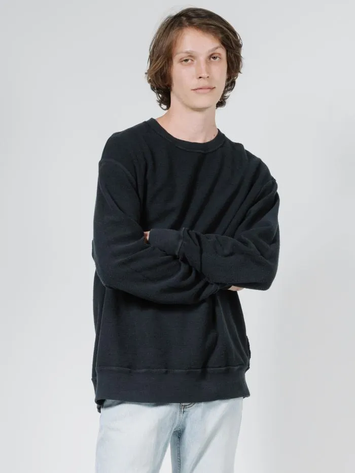 Mens Endless Slouch Fit Crew Black Thrills Sweaters and Fleece