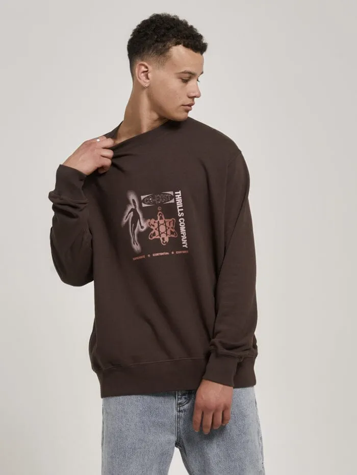 Mens Euphoric CoExistence Oversize Crew Java Thrills Sweaters and Fleece