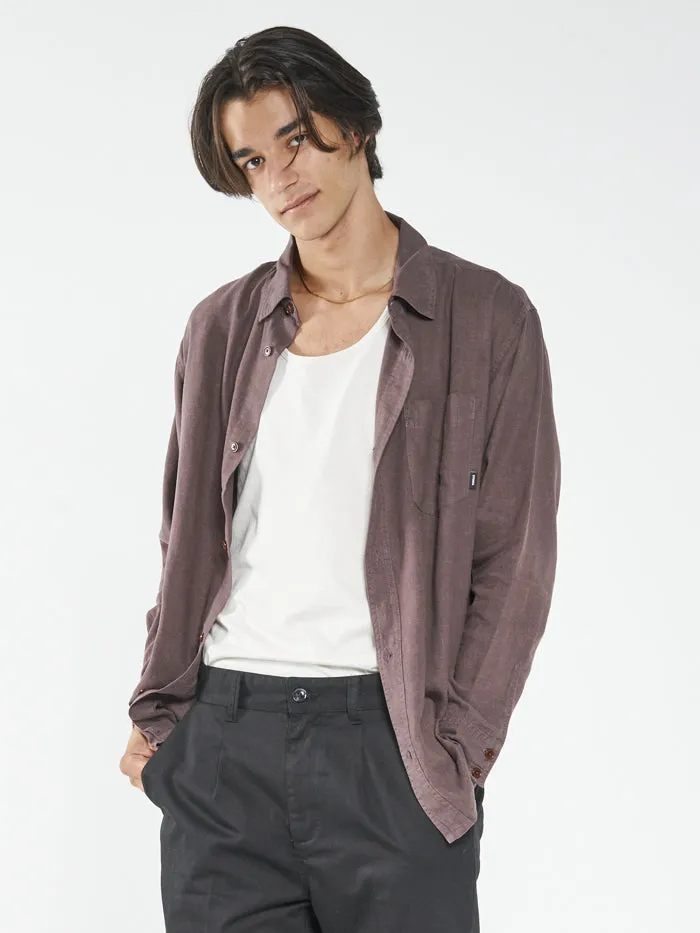 Mens Hemp Minimal Oversize Long Sleeve Shirt Plum Thrills Shirts