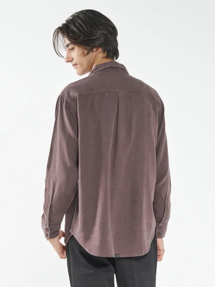 Mens Hemp Minimal Oversize Long Sleeve Shirt Plum Thrills Shirts