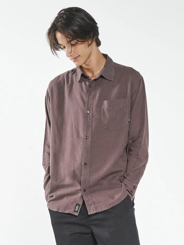 Mens Hemp Minimal Oversize Long Sleeve Shirt Plum Thrills Shirts