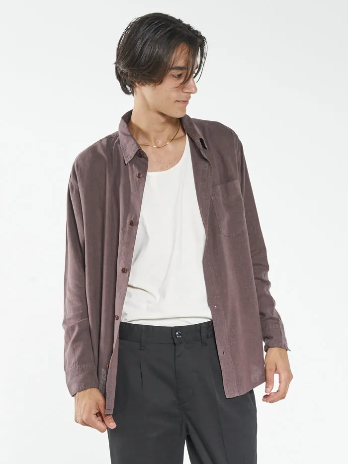 Mens Hemp Minimal Oversize Long Sleeve Shirt Plum Thrills Shirts