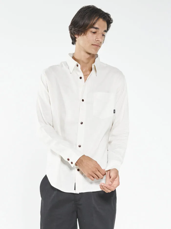 Mens Hemp Minimal Oversize Long Sleeve Shirt Unbleached Thrills Shirts