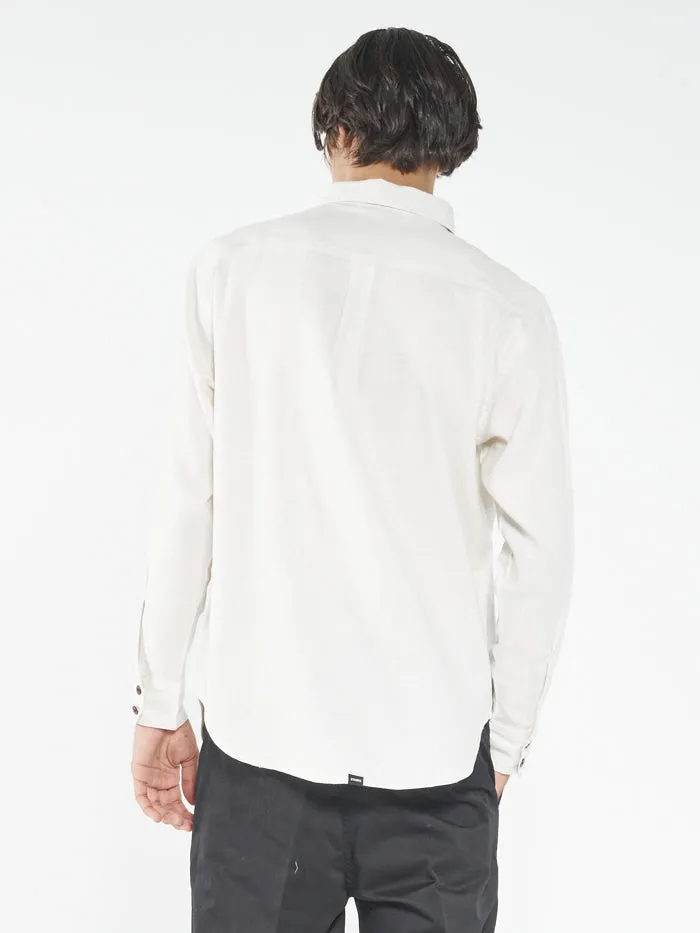 Mens Hemp Minimal Oversize Long Sleeve Shirt Unbleached Thrills Shirts