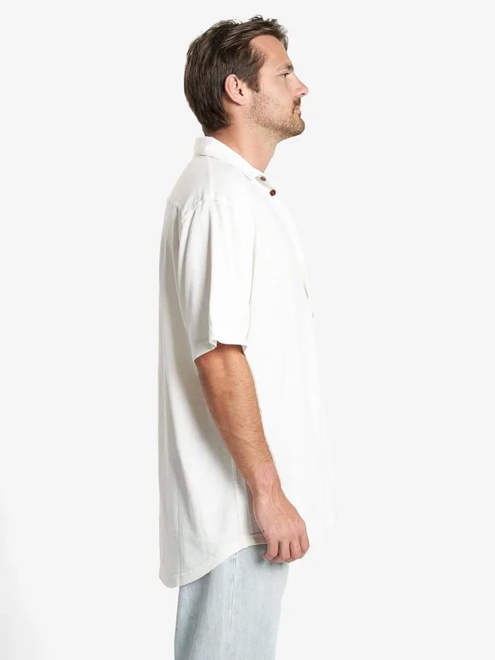 Mens Hemp Oversized Short Sleeve Shirt Dirty White Thrills Shirts