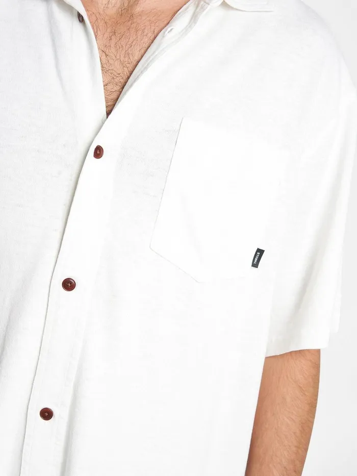 Mens Hemp Oversized Short Sleeve Shirt Dirty White Thrills Shirts