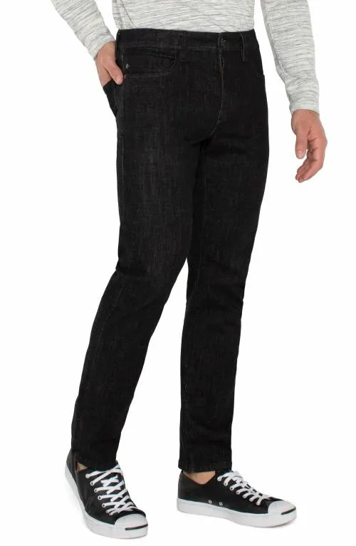 Mens Jeans Liverpool Los Angeles Kingston Modern Straight Comfort Stretch Black Rinse