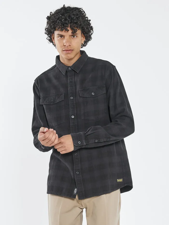 Mens Liste Long Sleeve Flannel Black Thrills Shirts