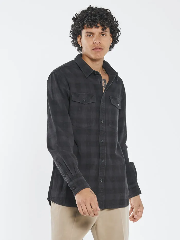 Mens Liste Long Sleeve Flannel Black Thrills Shirts