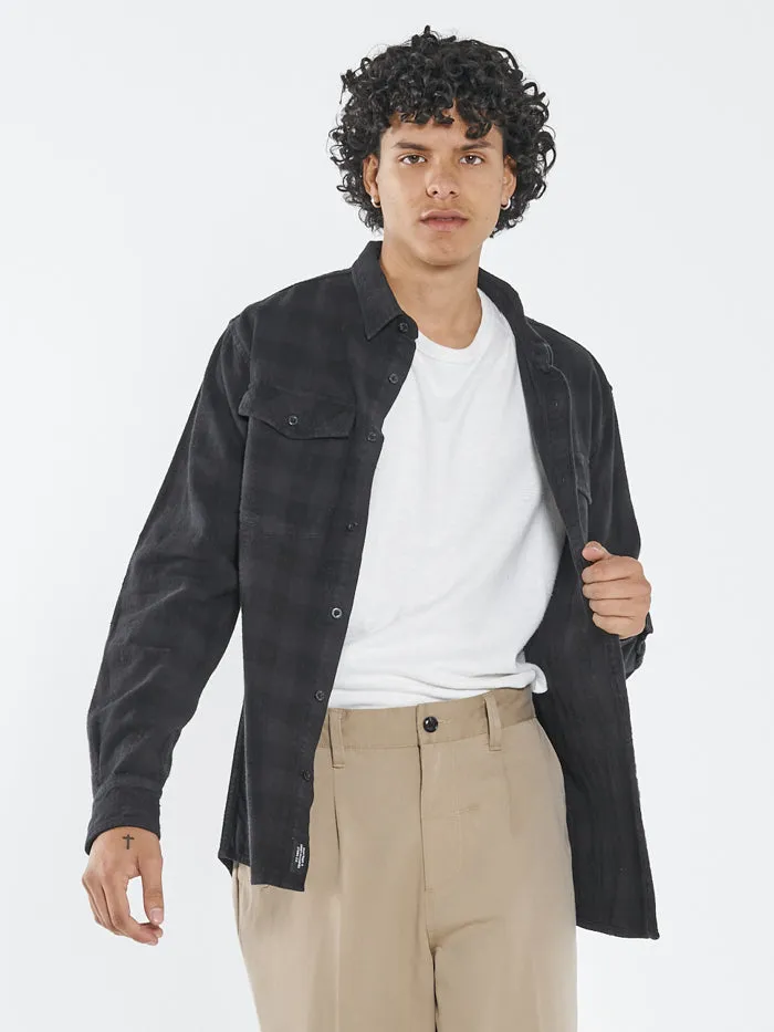 Mens Liste Long Sleeve Flannel Black Thrills Shirts