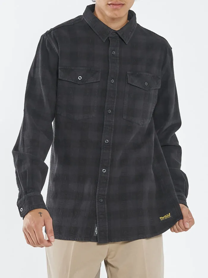 Mens Liste Long Sleeve Flannel Black Thrills Shirts