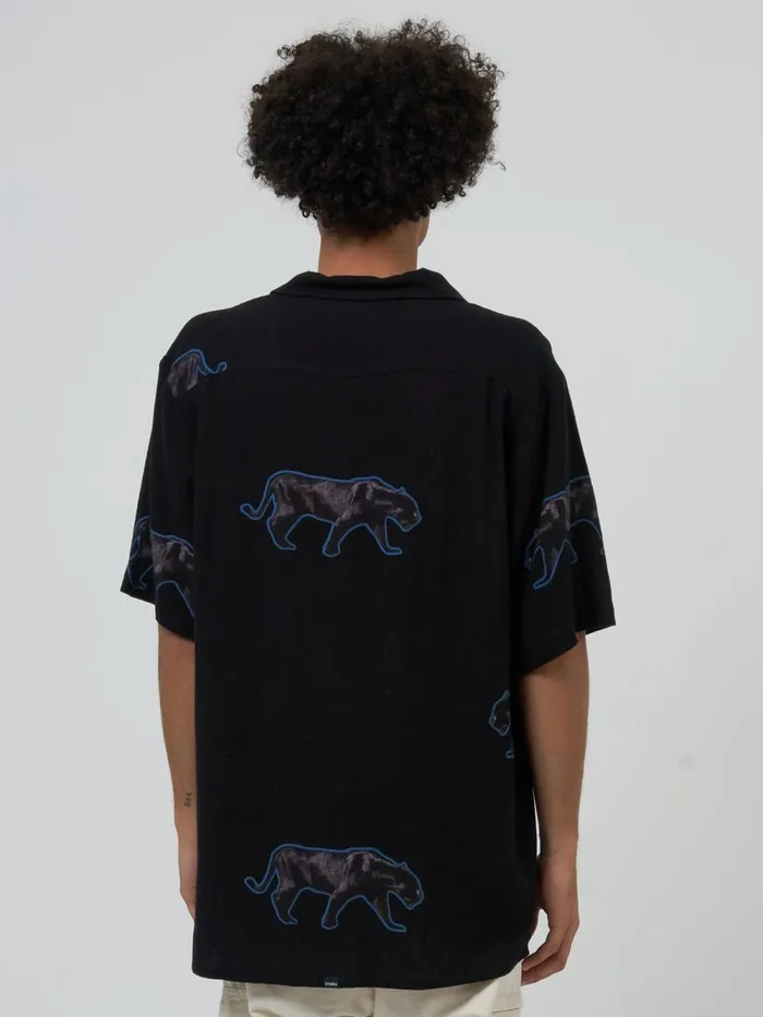 Mens Midnight Runner Bowling Shirt Black Thrills Shirts