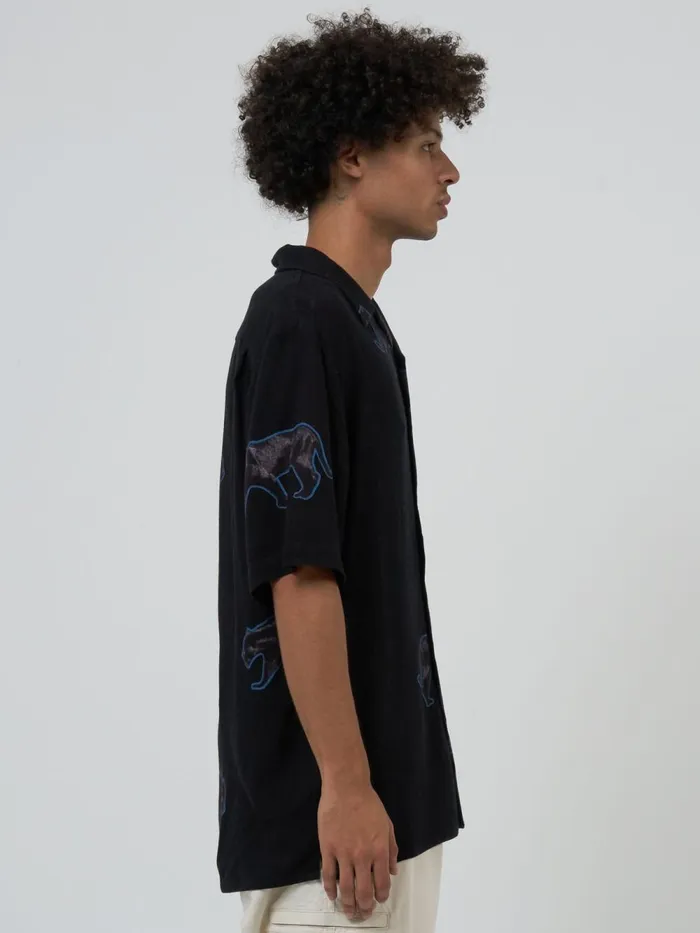 Mens Midnight Runner Bowling Shirt Black Thrills Shirts