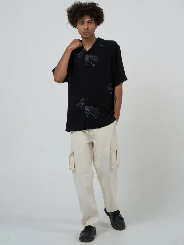 Mens Midnight Runner Bowling Shirt Black Thrills Shirts