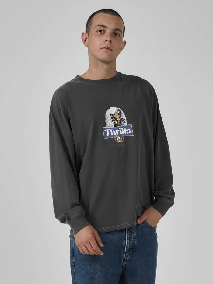 Mens Rise Above Merch Fit Long Sleeve Tee Merch Black Thrills Tees and Tank Tops