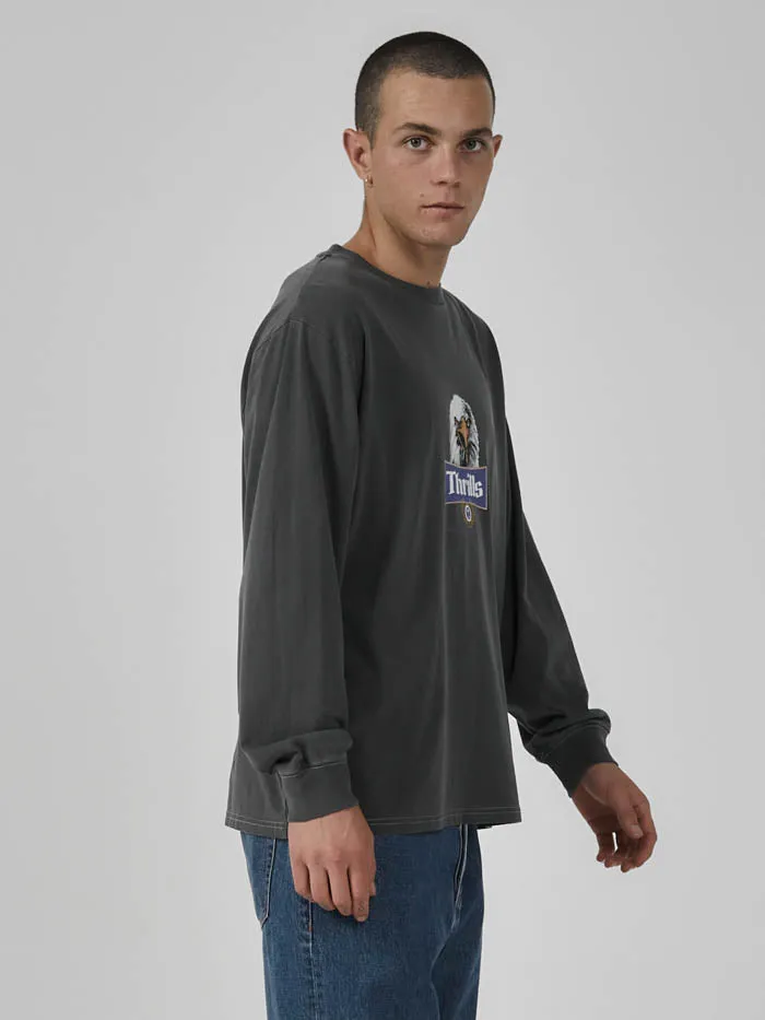 Mens Rise Above Merch Fit Long Sleeve Tee Merch Black Thrills Tees and Tank Tops