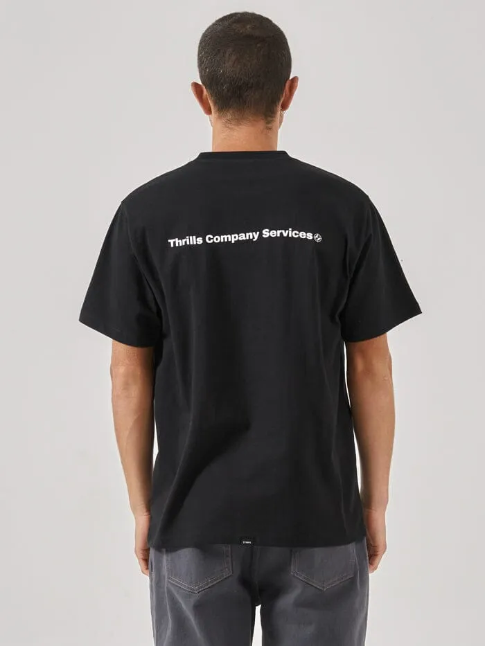Mens Services Merch Fit Tee Black Thrills Tees and Tank Tops