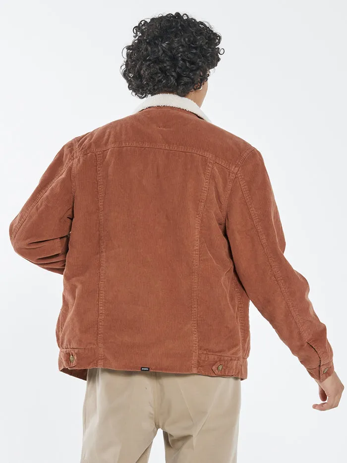Mens Sherpa Wanderer Cord Denim Jacket Coffee Thrills Denim