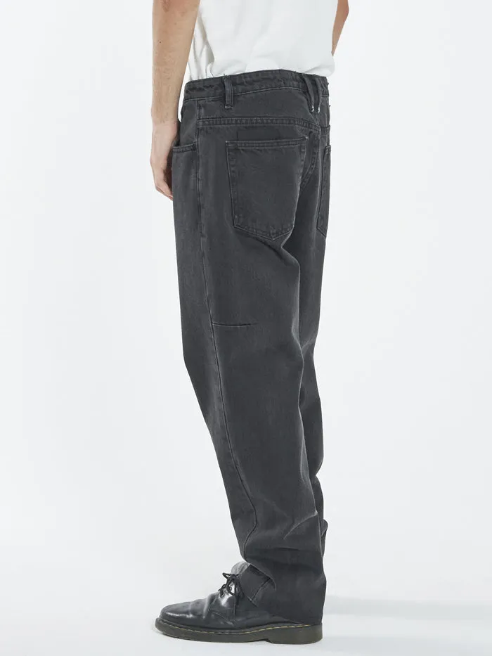 Mens Slacker Denim Jean Aged Black Thrills Denim