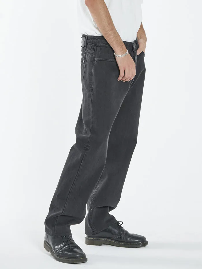 Mens Slacker Denim Jean Aged Black Thrills Denim