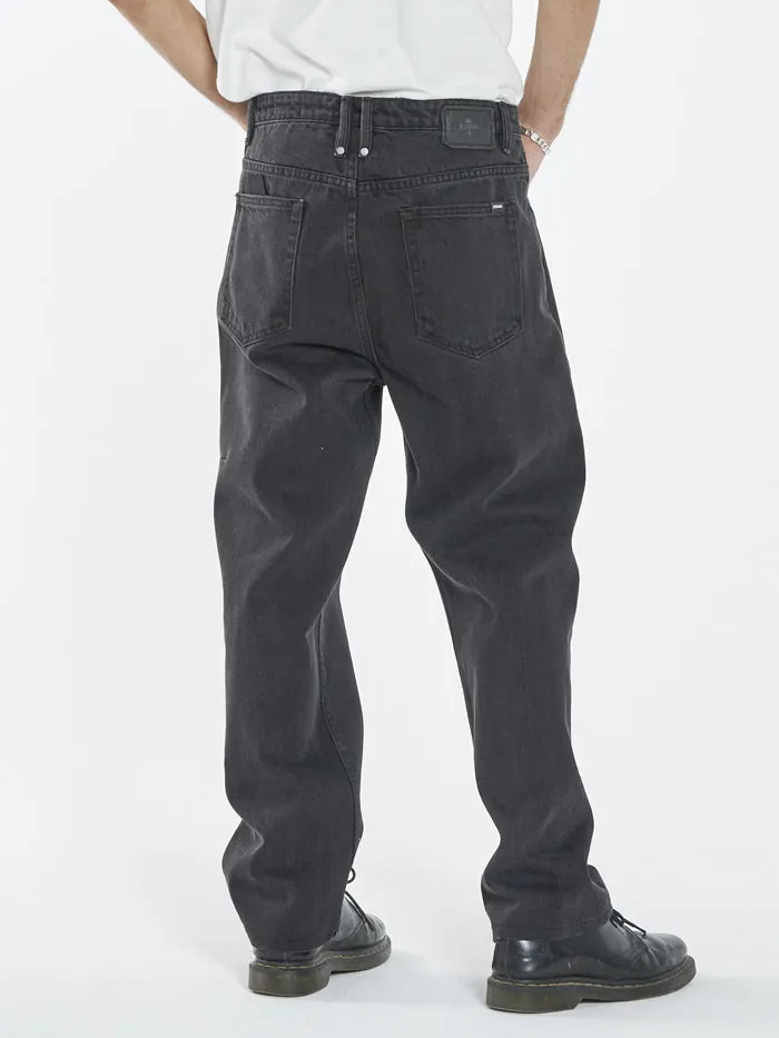 Mens Slacker Denim Jean Aged Black Thrills Denim