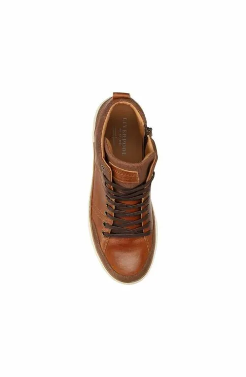 Mens Sneakers Liverpool Los Angeles Citation Leather High Top Sneaker Cognac