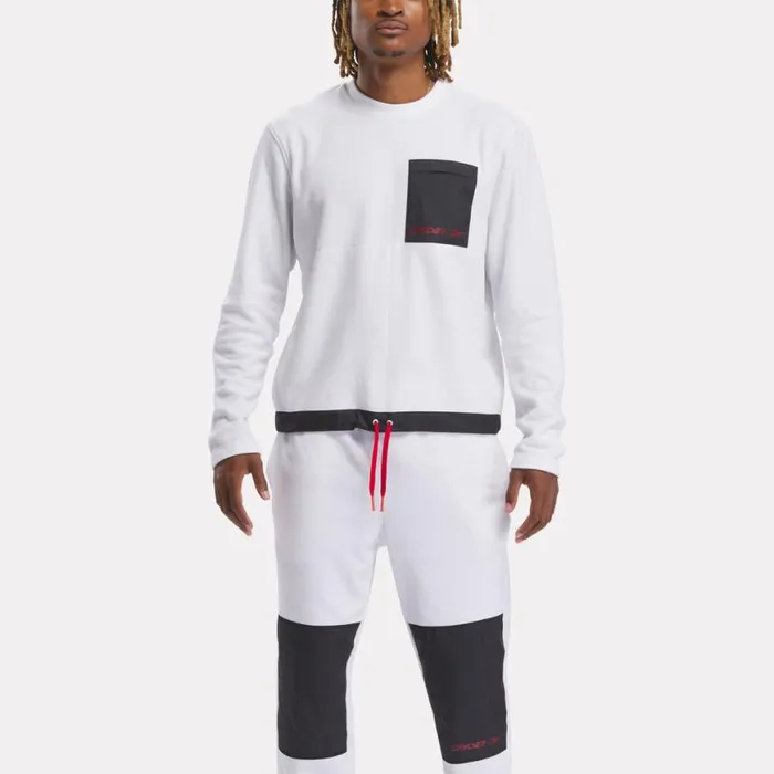 Mens Spyder X Reebok Mens Lounge Crew White Spyder Fleece