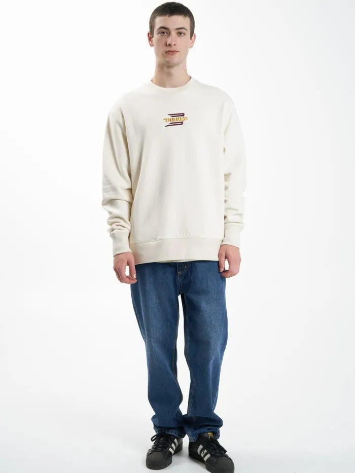 Mens Steadfast Oversize Crew Unbleached Thrills Sweaters and Fleece