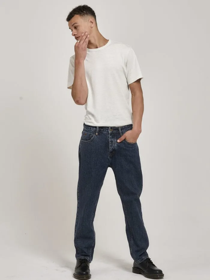 Mens Straight Line Denim Jean Worn In Blue Thrills Denim