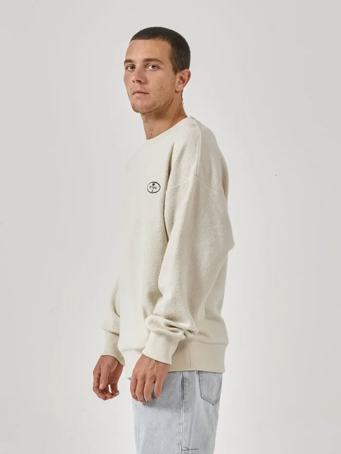 Mens The Nature Of Reality Slouch Crew Fleece Heritage White Thrills Sweaters and Fleece